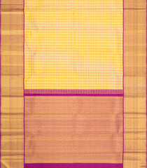 Mustard Handloom Korvai Kanchipuram Silk Saree With Silk Checks-KA16344