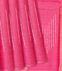 Bubble Gum Pink Woven Tussar Silk Saree With Chevron Stripes-BubbleGum Pink