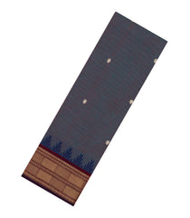 Grey Woven Chettinad Cotton Saree With Contrast Border-CN1856