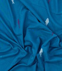 Sky Blue Woven Bengal Cotton Saree With Fish Buttas-BG1650