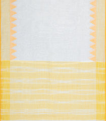 White Woven Linen Saree With Contrast Temple Border-LI0720