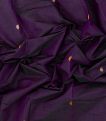 Dark Purple Handloom Kanchi Cotton Saree With Mango Buttas-KC1635