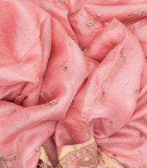 Peach Handloom Kota Silk Saree With Bird Motifs-KO1039