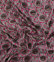 Pink Printed Kalamkari Cotton Saree With Zari Border-KAL1226