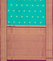 Aquamarine Handloom Korvai Kanchipuram Silk Saree With Buttas-KA15498
