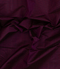Burgundy Handloom Silk Cotton Saree With Checks-SC4283