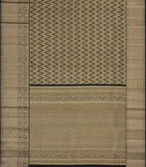 Black Handloom Kanchipuram Silk Saree With Chevron Motifs-KA13643