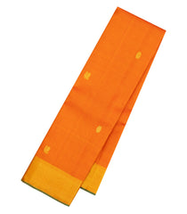 Orange Handloom Kanchipuram Silk Saree With Zari Stripes & Buttas-KA15360
