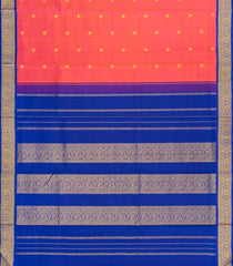 Peach Handloom Korvai Kanchipuram 9 Yards Silk Saree With Buttas-KA15330