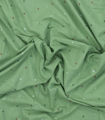 Cardamom Green Handloom Bengal Cotton Saree With Coin Buttas-BG1925-Cardamom Green