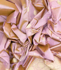 Baby Pink Handloom Banarasi Silk Saree With Floral Motifs-BE1602