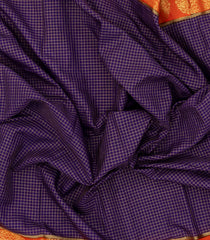 Violet Woven Art Crepe  Saree With Zari Checks & Contrast Border-BL5130