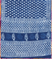 Indigo Printed Jaipur Cotton Saree With Tie & Dye Motifs-JC1847