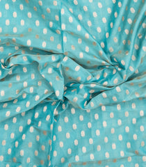 Turquoise Handloom Banarasi Silk Saree With Floral Zari Motifs-BE1927