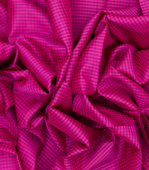 Hot Pink Handloom Kanchipuram Silk Saree With Poppyseed Checks