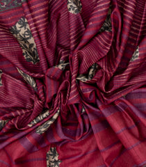 Crimson Handloom Tussar Silk Saree With Printed Floral-TU2856