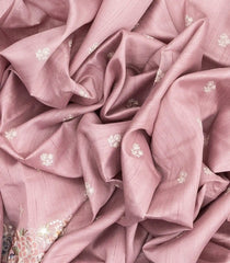 Baby Pink Woven Blended Tussar Saree With Embroidered Floral Border-BL4128