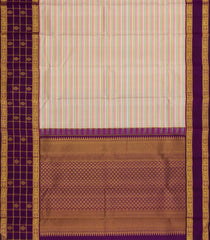 Multi Colour Handloom Korvai Kanchipuram Silk Saree With Stripes-KA15305