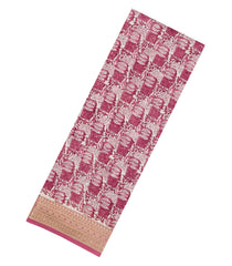 Peach Printed Chanderi Cotton Saree With Floral Motifs-CC1438