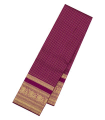 Magenta Handloom Kanchipuram Silk Saree With zari Checks-KA15098