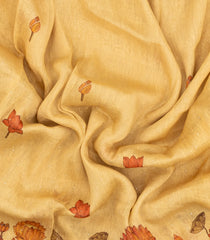 Sandal Woven Linen Saree With Printed Floral Motifs-LI0673