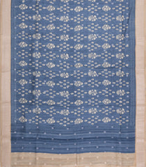 Dark Grey Printed Tussar Silk Saree With Floral Motifs-TU3619