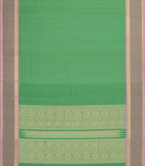 Light Green Handloom Silk Cotton Saree With Stripes & Contrast Border-SC3986
