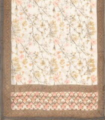 Off White Woven Synthetic Brasso Saree With Printed Floral Motifs-BL4923