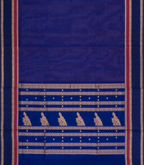 Blue Handloom Silk Cotton Saree With Checks-SC4288