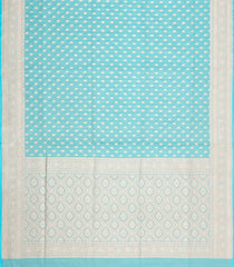 Turquoise Handloom Banarasi Silk Saree With Floral Zari Motifs-BE1927