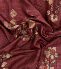 Brown Printed Synthetic Dola Silk Saree With Zari Stripes-BL5507