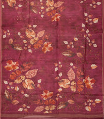 Dusty Peach Woven Tussar Silk Saree With Printed Floral Motifs-TU3021