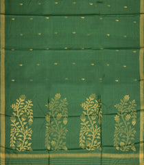 Green Woven Tussar Silk Saree With Mango Motifs & Zari Border-TU3534