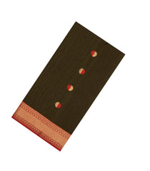Dark Olive Handloom Maheswari Silk Cotton Saree With Buttas-SC4183