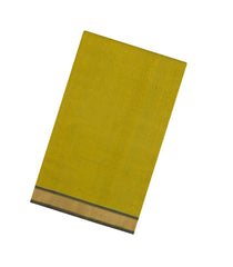 Olive Green Handloom 9 Yards Silk Cotton Saree With Contrast Border-SC4451