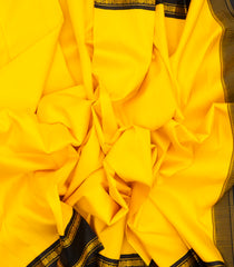 Yellow Handloom Korvai Kanchipuram Silk Saree With Black Border-KA12536
