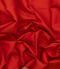 Red Handloom Korvai Kanchipuram Silk Saree With Silk Checks & Border-KA14151