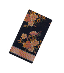 Black Printed Synthetic Silk Tussar Saree With Jhalar-SY0004