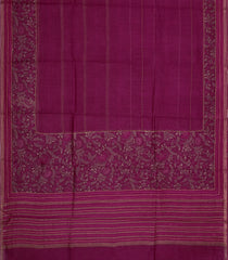 Pink Printed Tussar Silk Saree With Floral Motifs In Border-TU3677