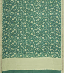 Green Printed Chanderi Cotton Saree With Floral Motifs-CC1713