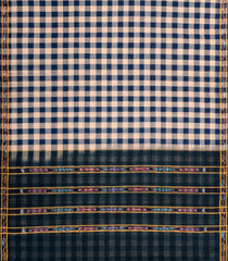 Navy Blue Woven Kadappa Cotton Saree With Checks-KN0733
