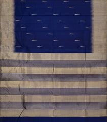 Dark Blue Handloom Kanchipuram Silk Saree With Jasmine Bud Buttas-KA13614