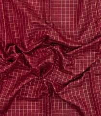 Red Woven Tussar Silk Saree With Chekcs & Blue Border-TU3234
