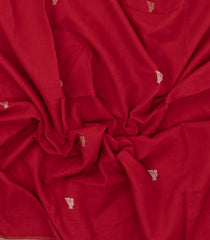 Red Handloom Bengal Cotton Saree With Bird Buttas-BG1605
