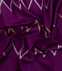 Dark Purple Handloom Kanchipuram Silk Saree With Chevron Stripes-KA15486