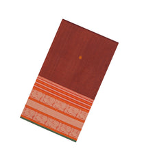 Rust Handloom Silk Cotton Saree With Annam Buttas-SC4397