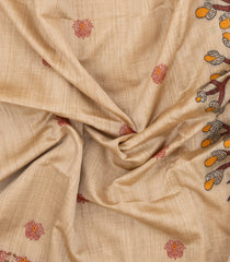 Taupe Woven Blended Tussar Saree With Meena Pallu-BL4806