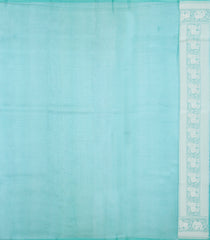 Turquoise Woven Pure Organza Silk Saree With Floral Zari Motifs-KS1114