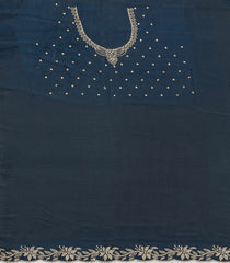Dark Blue Synthetic Fendy Saree With Stone Border-BL5436
