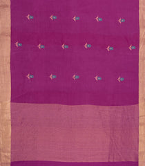 Magenta Woven Tussar Silk Saree With Buttas & Zari Border-TU3468